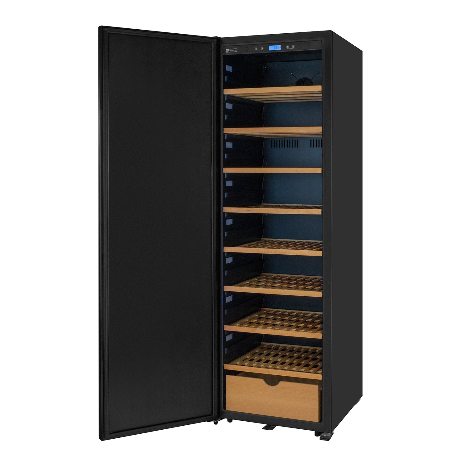 Allavino 76.5" Tall Single Zone Wine Vault with Solid Black Left Hinge Door  AO KWR-8185-1SDL