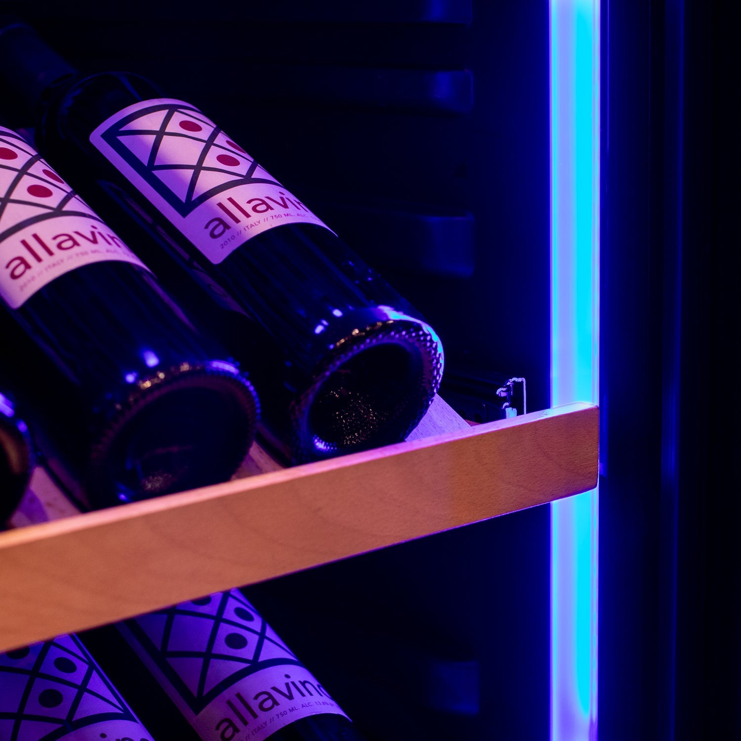 Allavino 29" Wide 248 Bottle Single Zone Black Glass Left Hinge Wine Refrigerator with Display Shelving AO KWR248S-1BGL