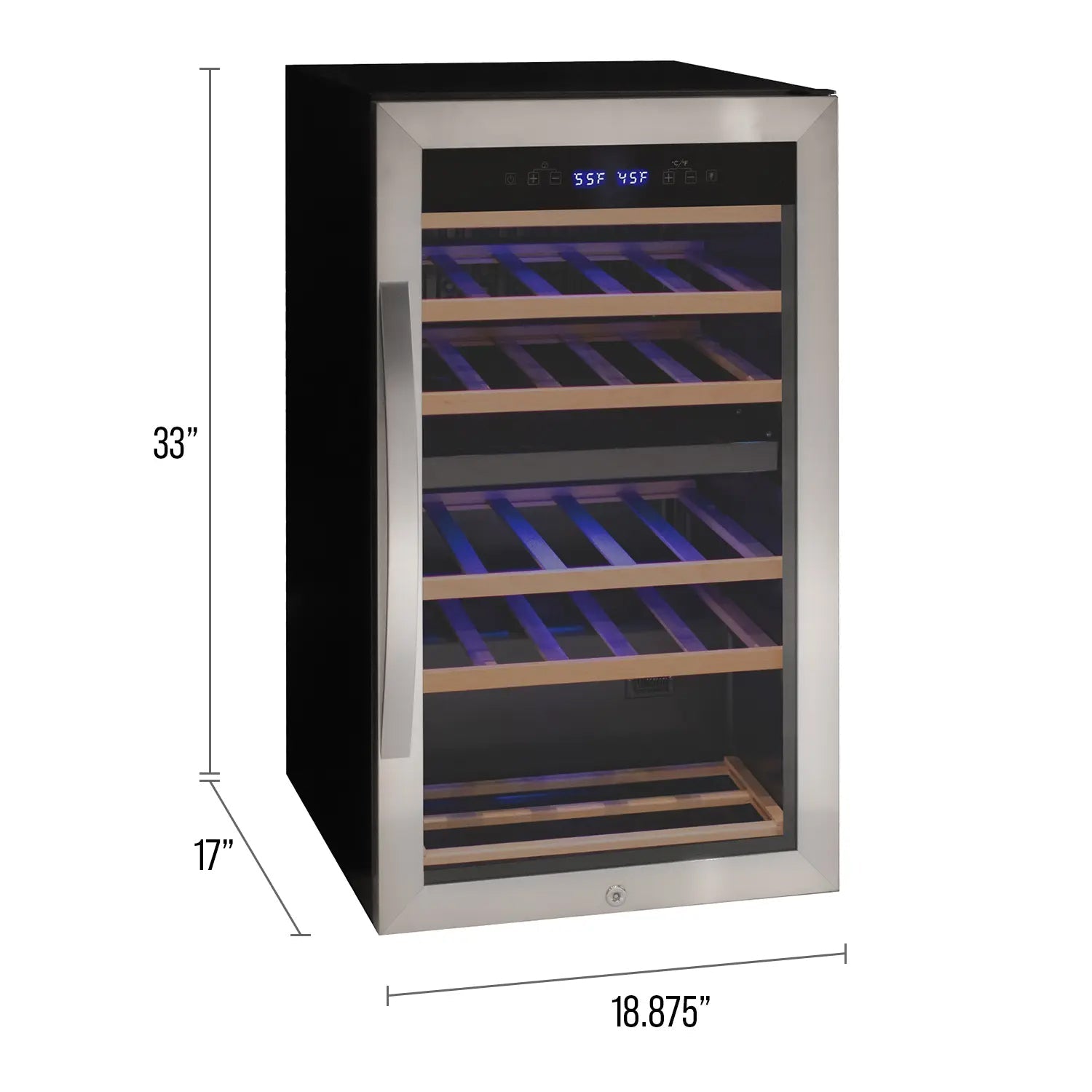 Allavino Cascina Series 28 Bottle Dual Zone Freestanding Wine Cooler Refrigerator with Stainless Steel Door  AO KWR28D-2SR