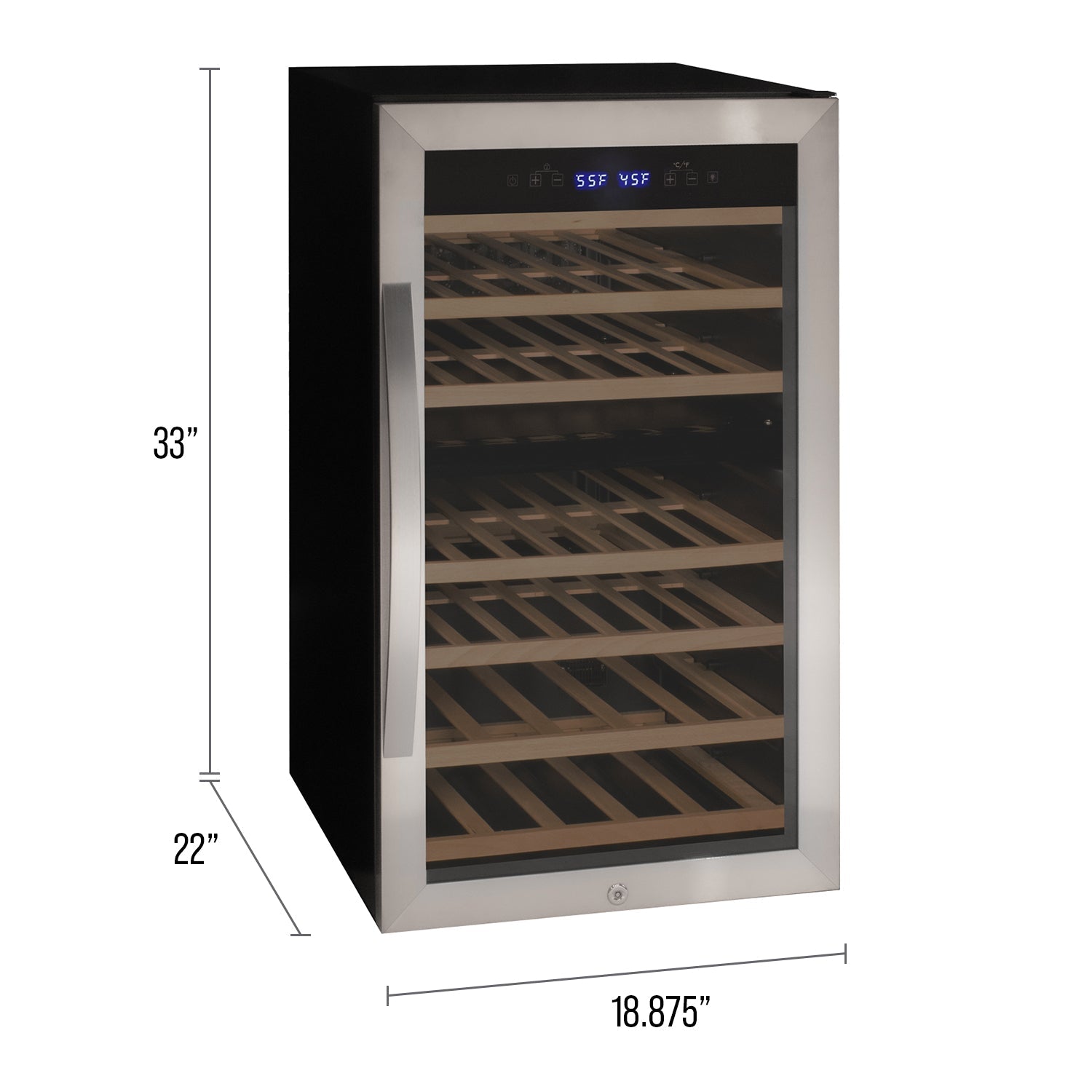 Allavino Cascina Series 43 Bottle Dual Zone Freestanding Wine Refrigerator Cooler with Stainless Steel Door AO KWR43D-2SR