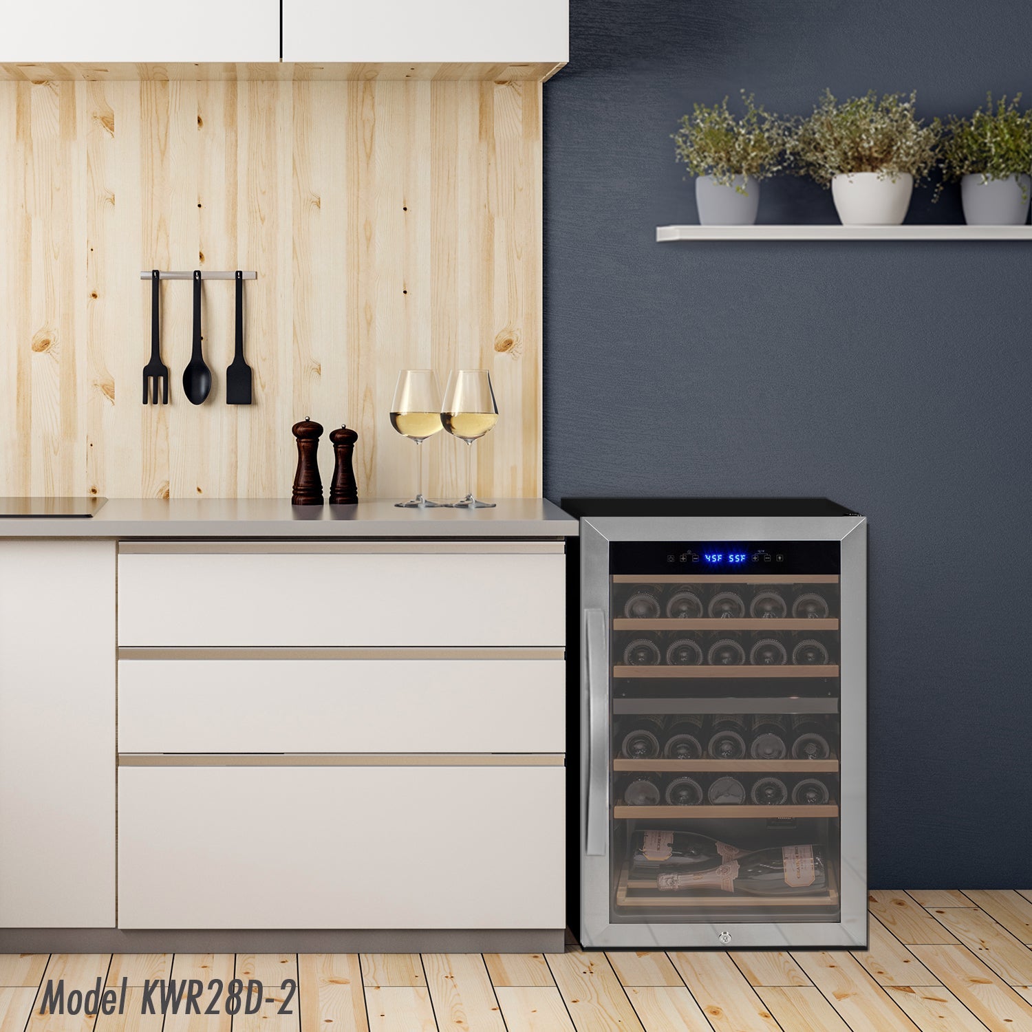 Allavino Cascina Series 43 Bottle Dual Zone Freestanding Wine Refrigerator Cooler with Stainless Steel Door AO KWR43D-2SR