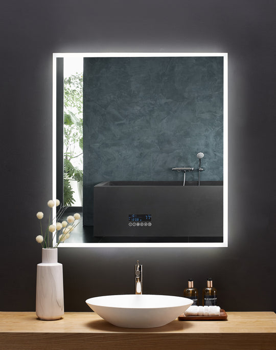 Ancerre Designs Immersion Led Lighted Bathroom Vanity Mirror With Bluetooth, Defogger, And Digital Display