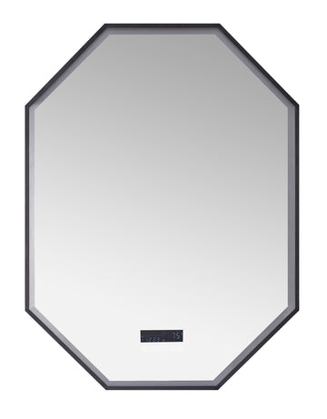 Ancerre Designs Otto Led Octagon Black Framed Lighted Bathroom Vanity Mirror With Bluetooth And Digital Dispaly