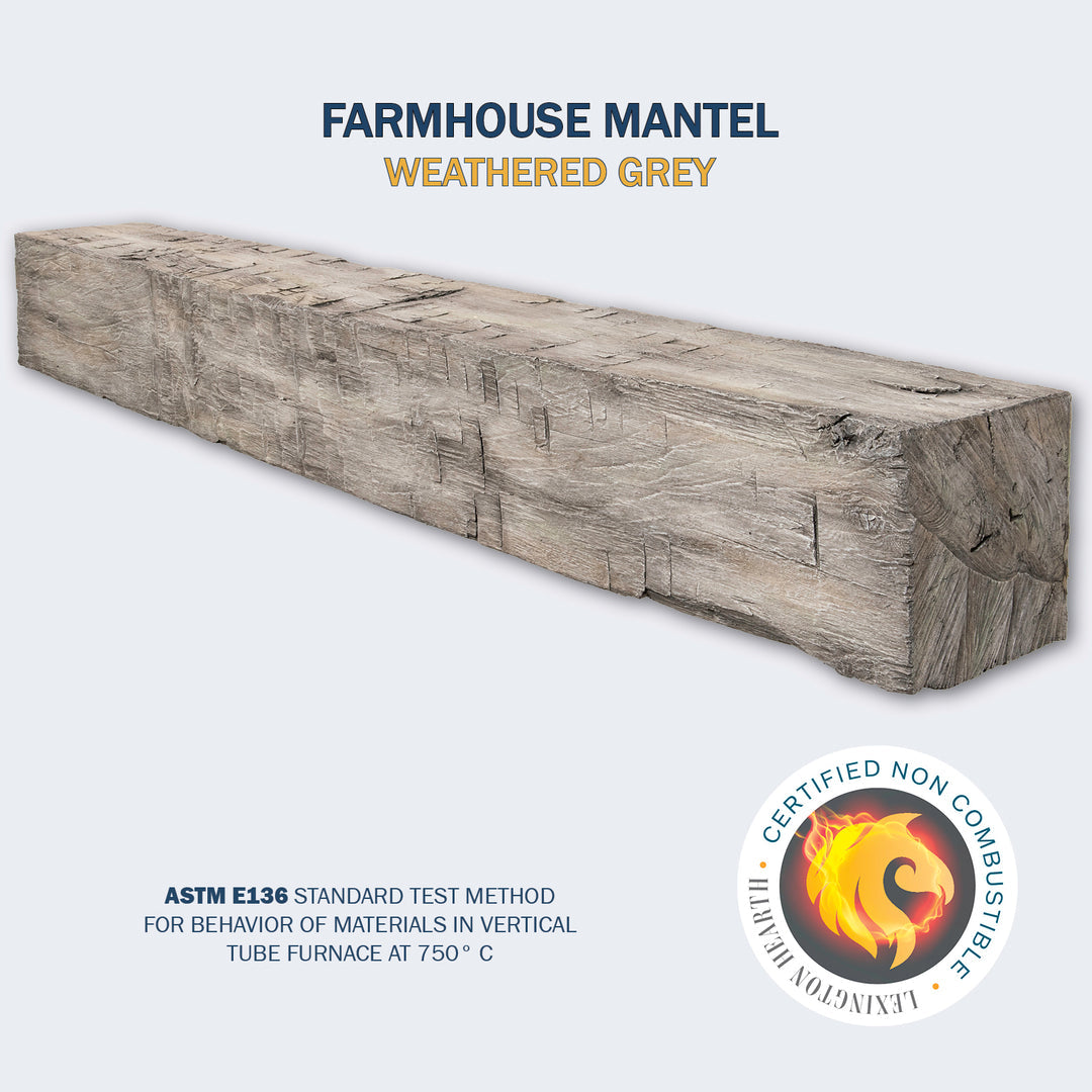 Lexington Hearth Farmhouse Barn Non-Combustible Fireplace Mantel - Multiple Colors Available