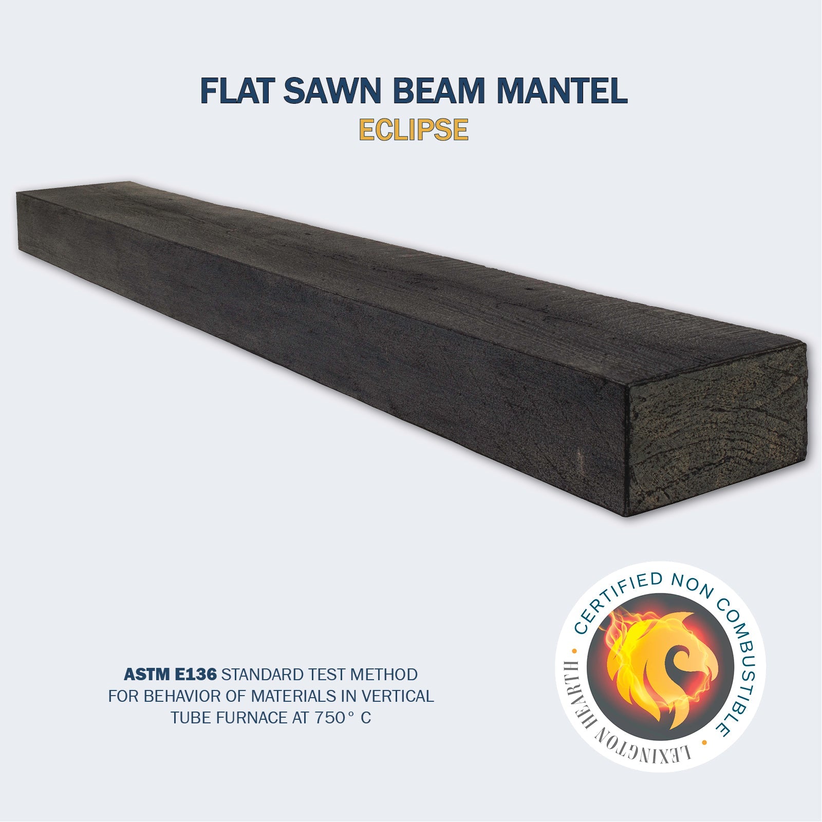 Lexington Hearth Flat Sawn Beam Non-Combustible Fireplace Mantel - Multiple Colors Available