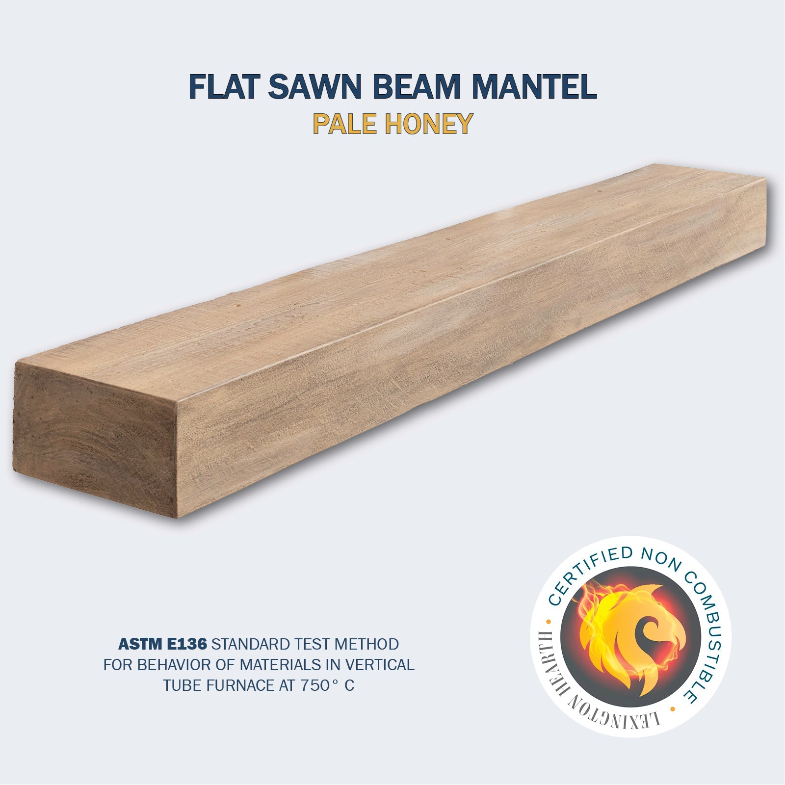 Lexington Hearth Flat Sawn Beam Non-Combustible Fireplace Mantel - Multiple Colors Available