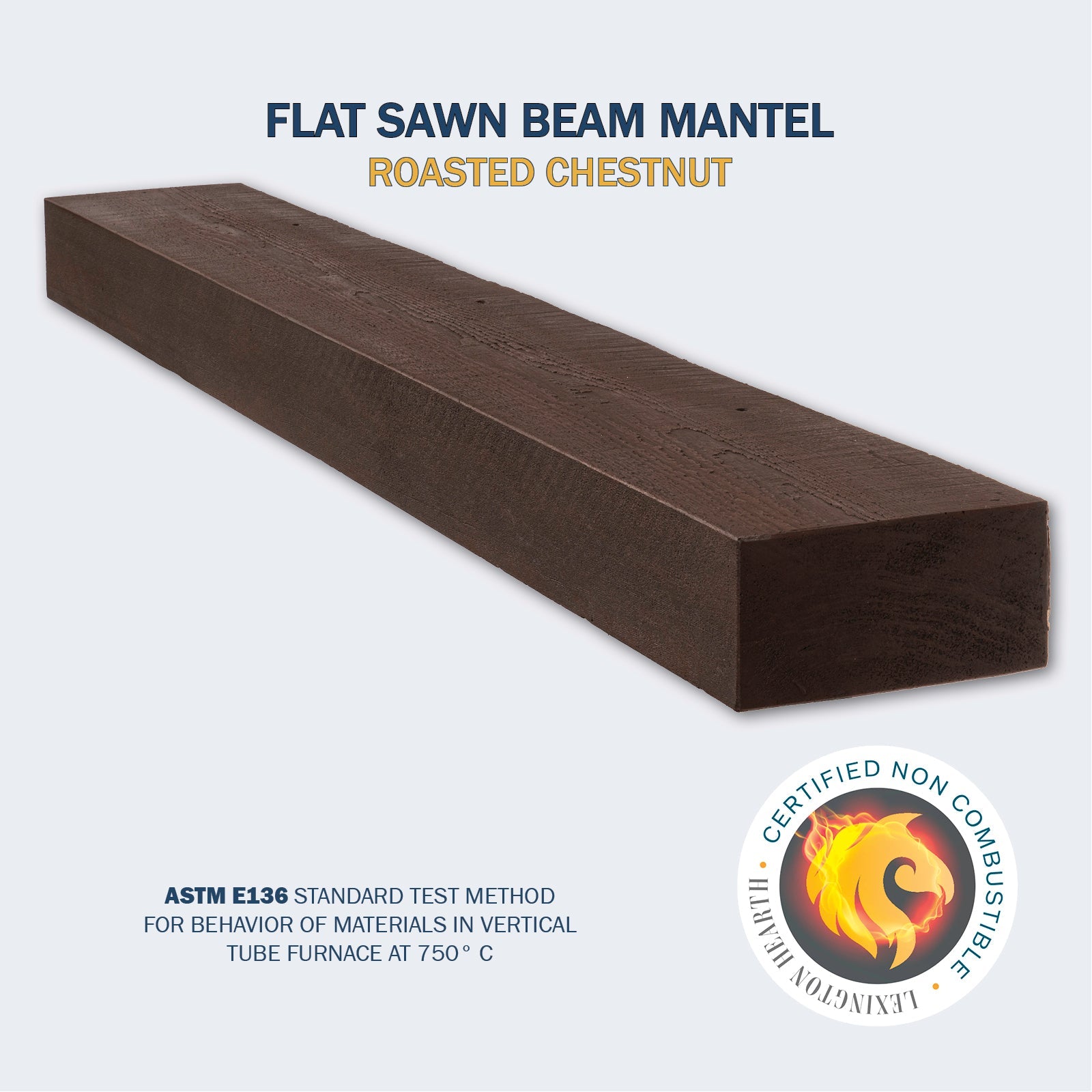 Lexington Hearth Flat Sawn Beam Non-Combustible Fireplace Mantel - Multiple Colors Available
