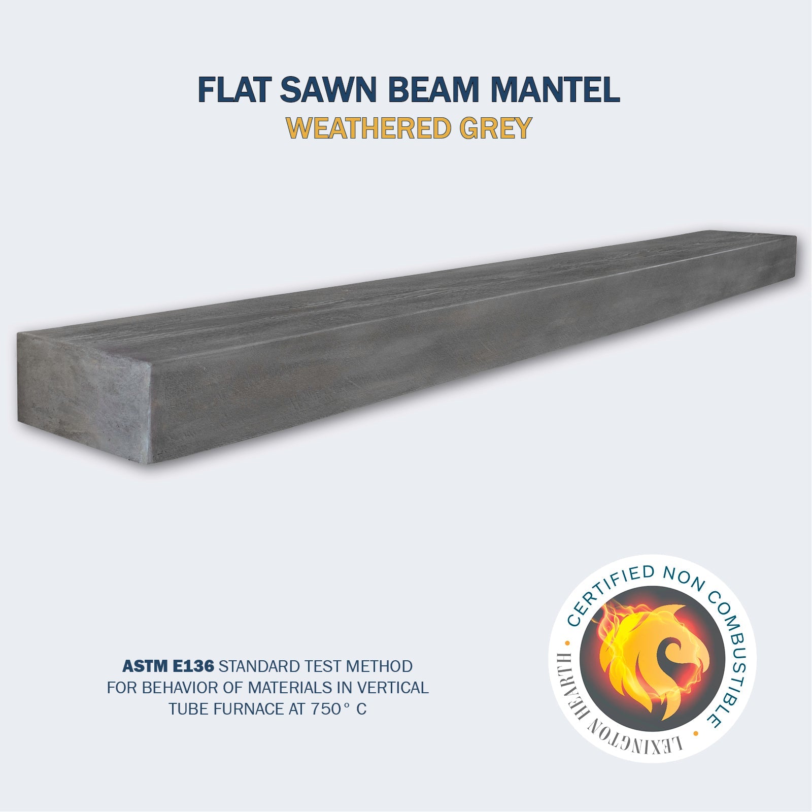 Lexington Hearth Flat Sawn Beam Non-Combustible Fireplace Mantel - Multiple Colors Available