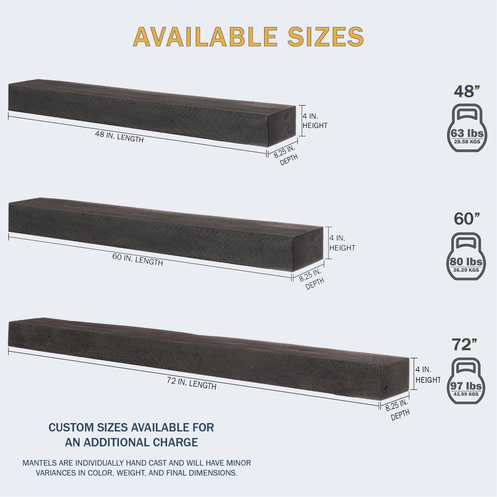 Lexington Hearth Half Round Sleeper Non-Combustible Fireplace Mantel - Multiple Colors Available