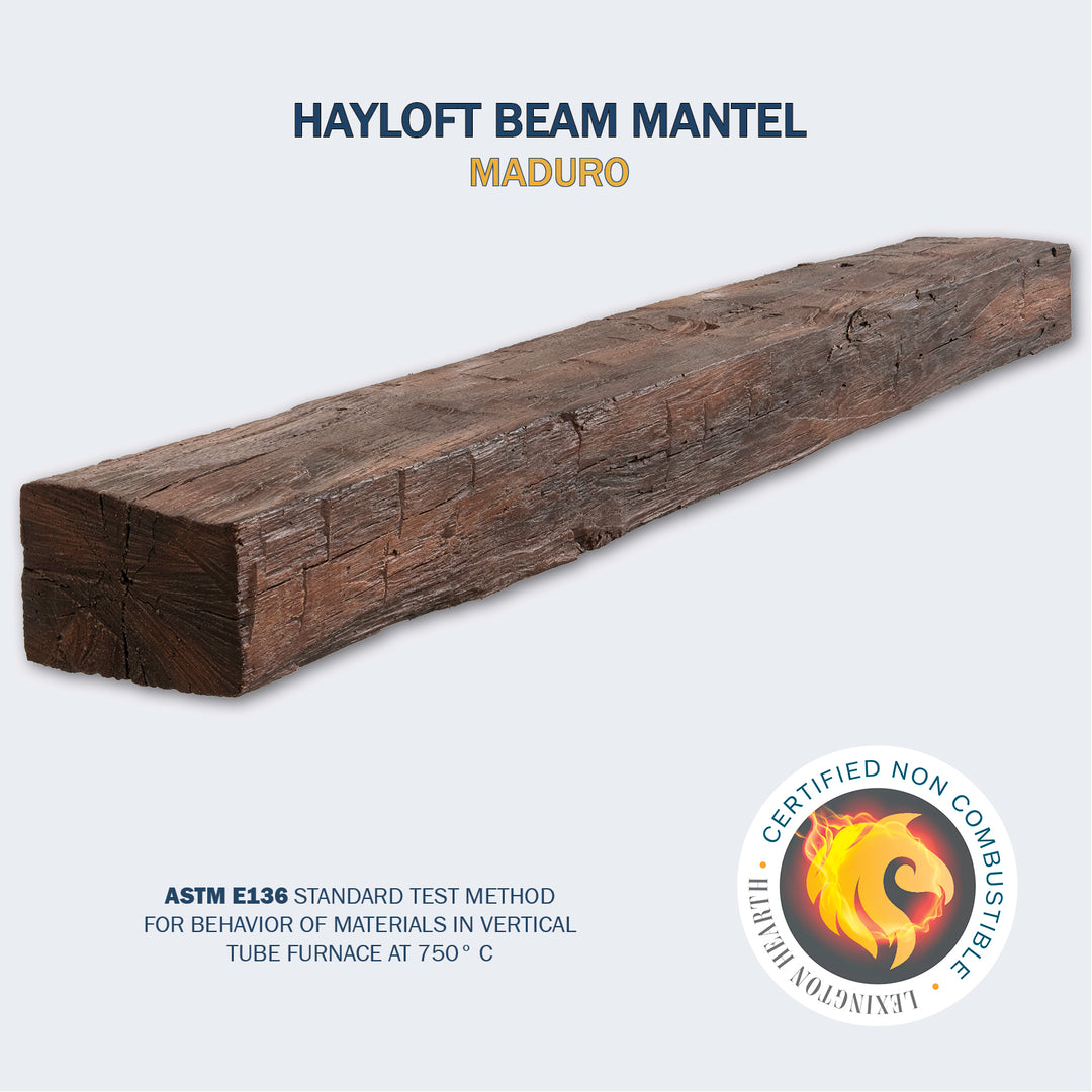 Lexington Hearth Hayloft Beam Non-Combustible Fireplace Mantel - Multiple Colors Available