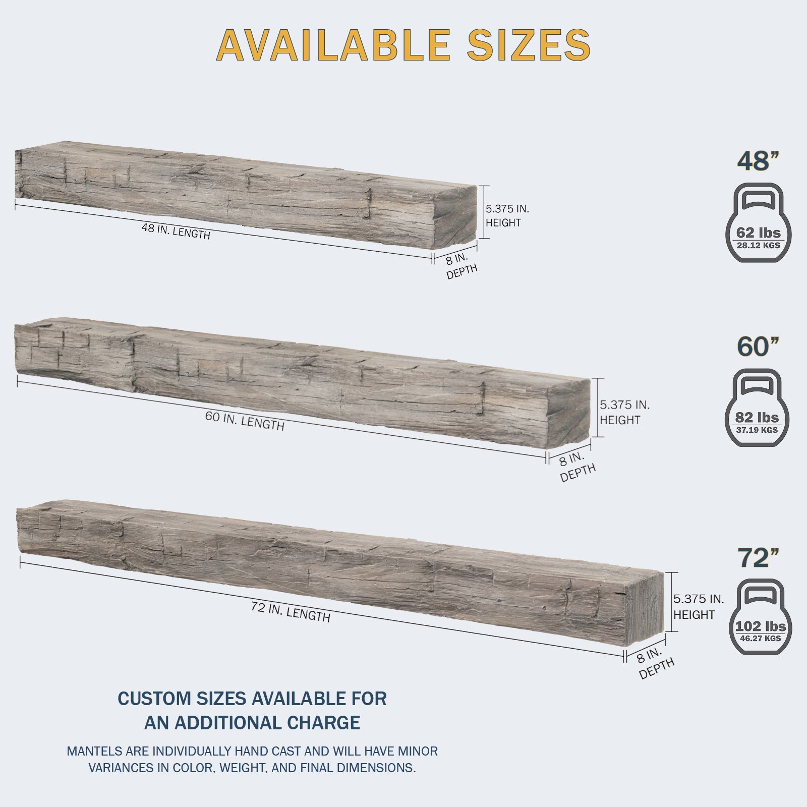 Lexington Hearth Hayloft Beam Non-Combustible Fireplace Mantel - Multiple Colors Available