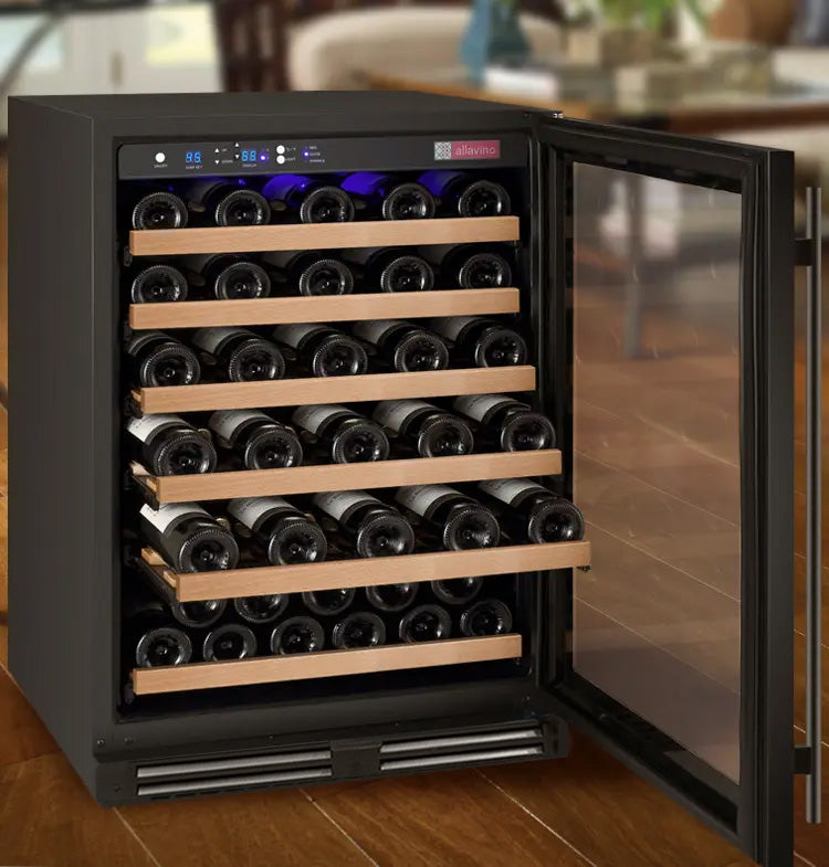 Allavino FlexCount Series 56 Bottle Single Zone Built-In Wine Refrigerator with Black Door - Right Hinge AO VSWR56-1BR20
