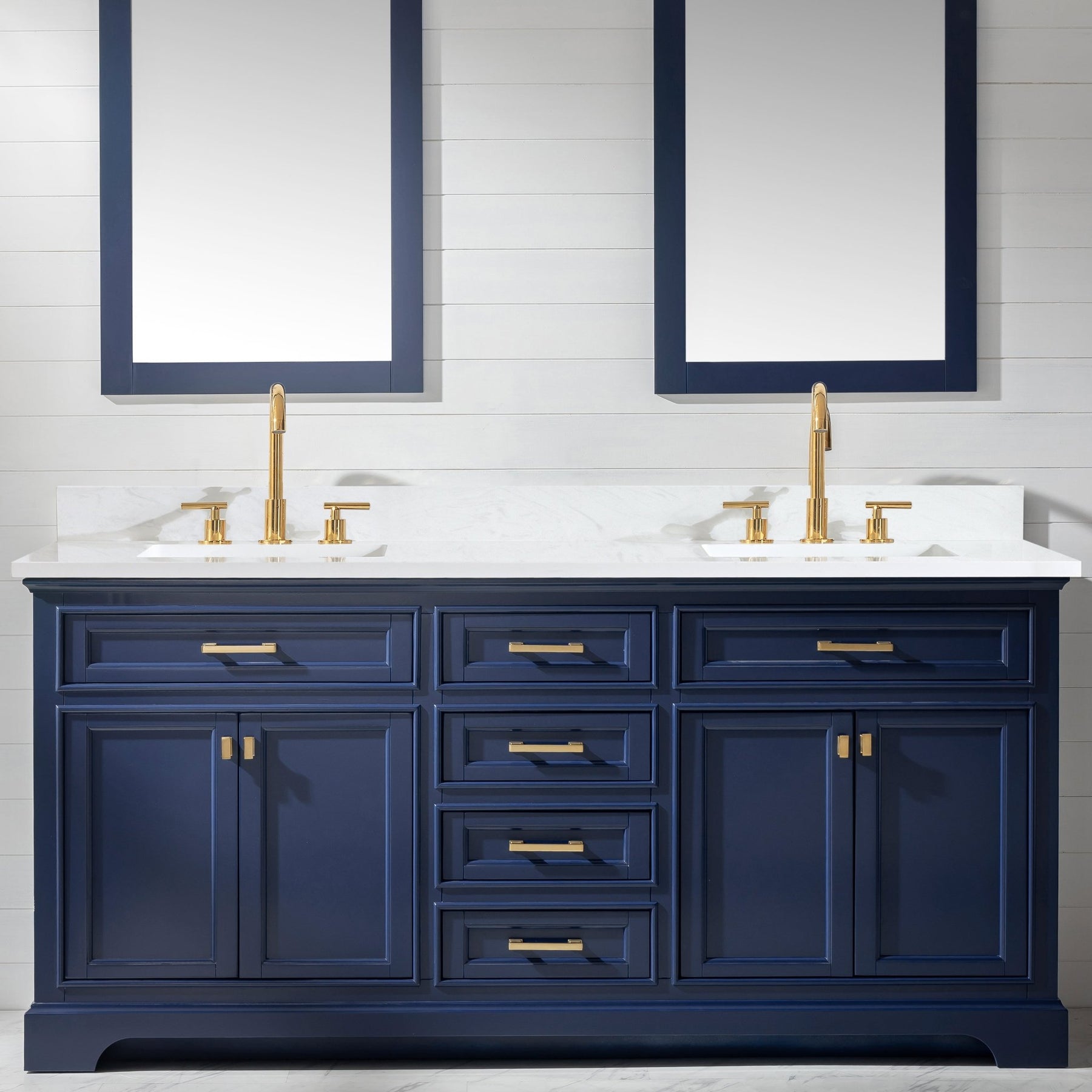 Design Element Milano 72" Double Sink Vanity with White Quartz Top