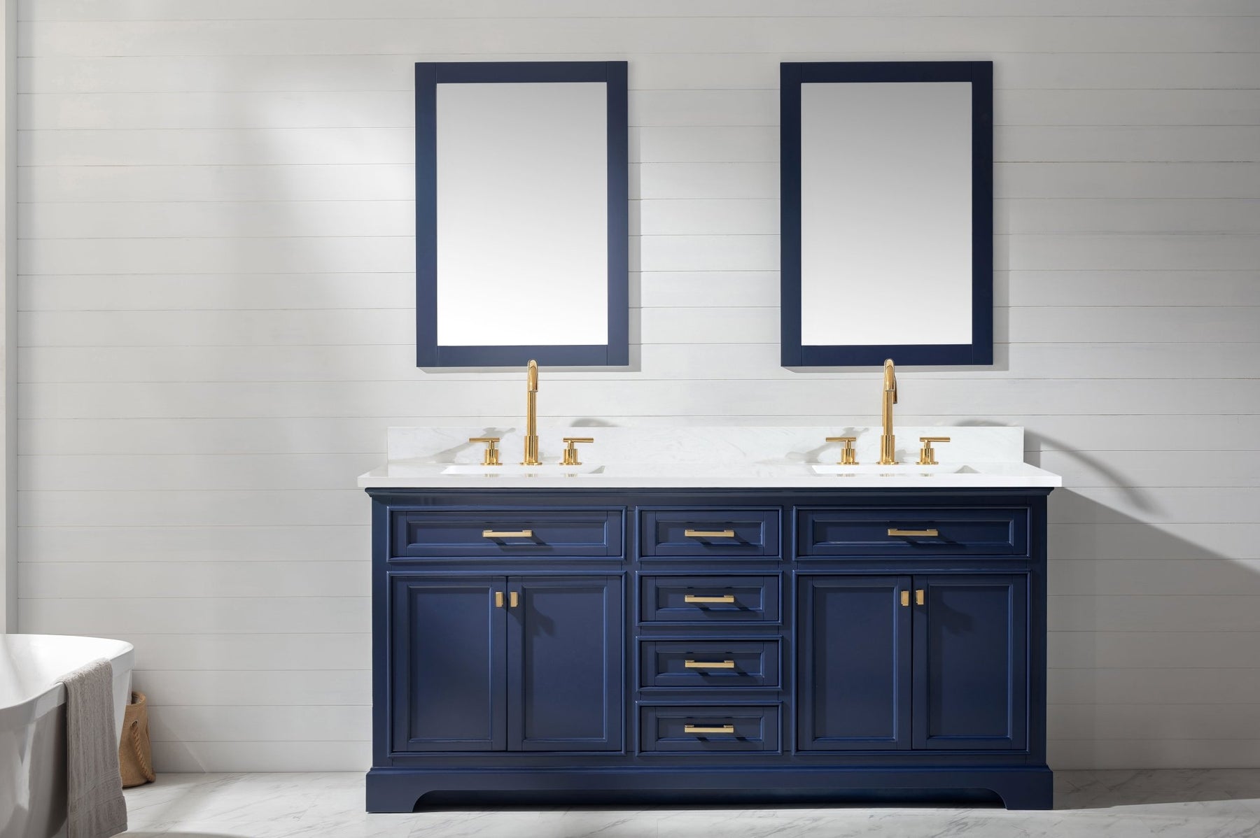 Design Element Milano 72" Double Sink Vanity with White Quartz Top
