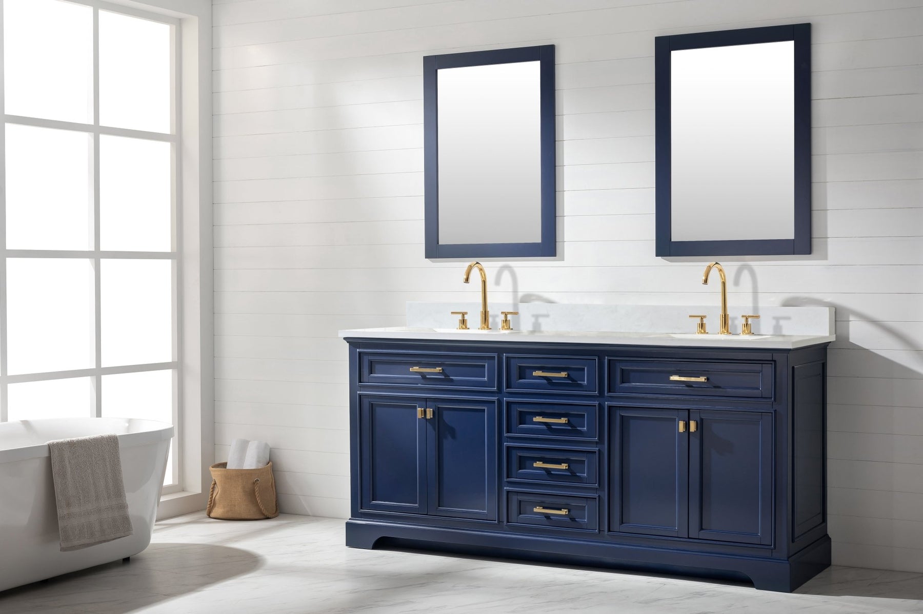 Design Element Milano 72" Double Sink Vanity with White Quartz Top
