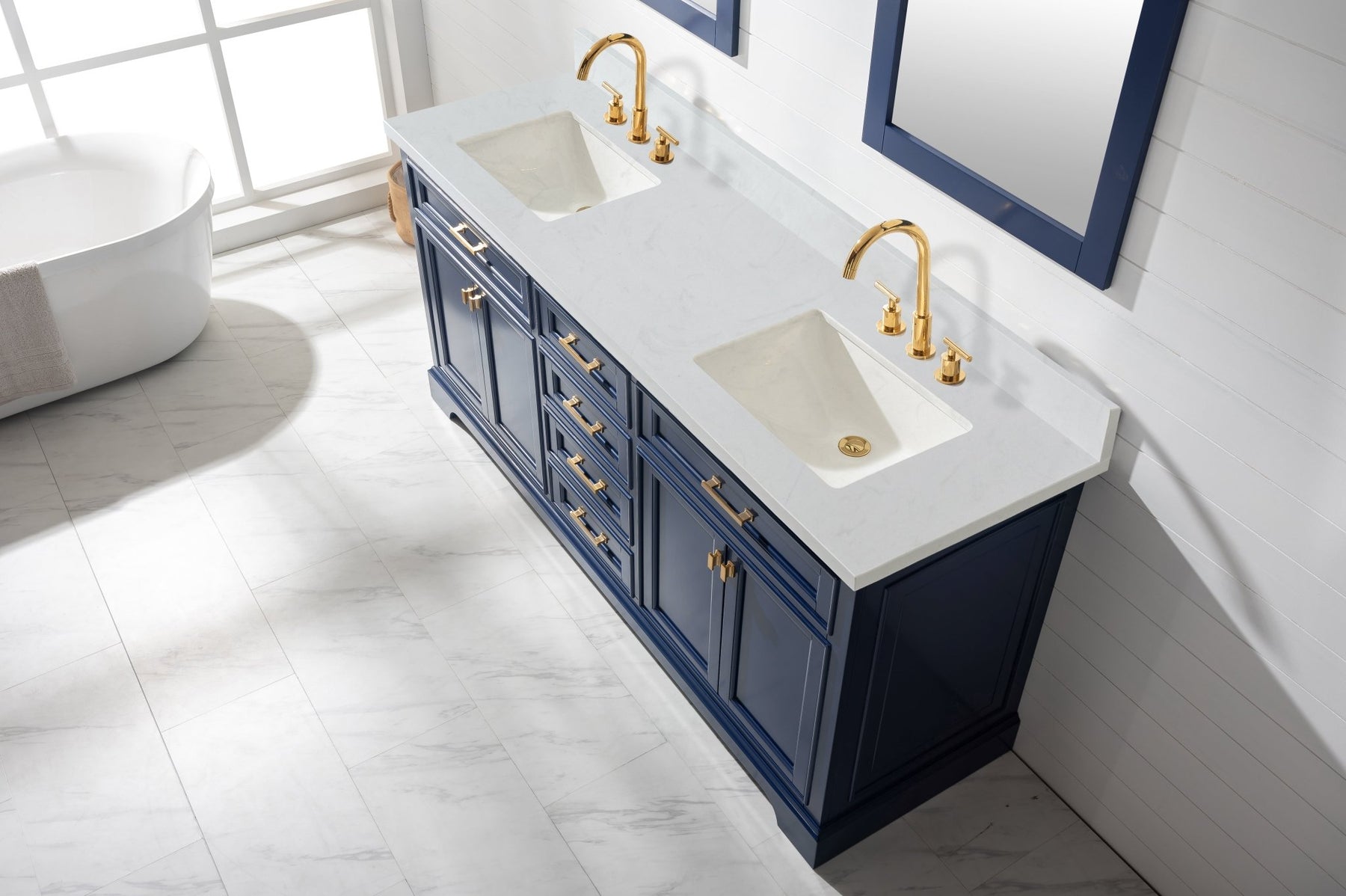 Design Element Milano 72" Double Sink Vanity with White Quartz Top