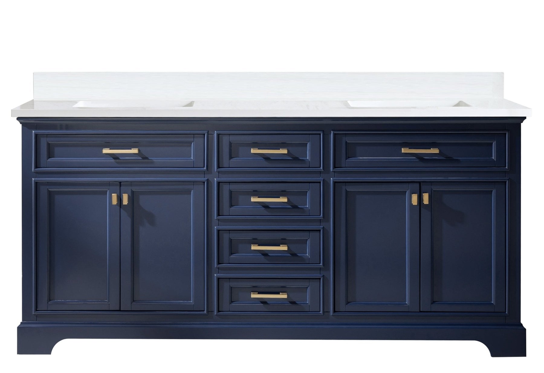 Design Element Milano 72" Double Sink Vanity with White Quartz Top