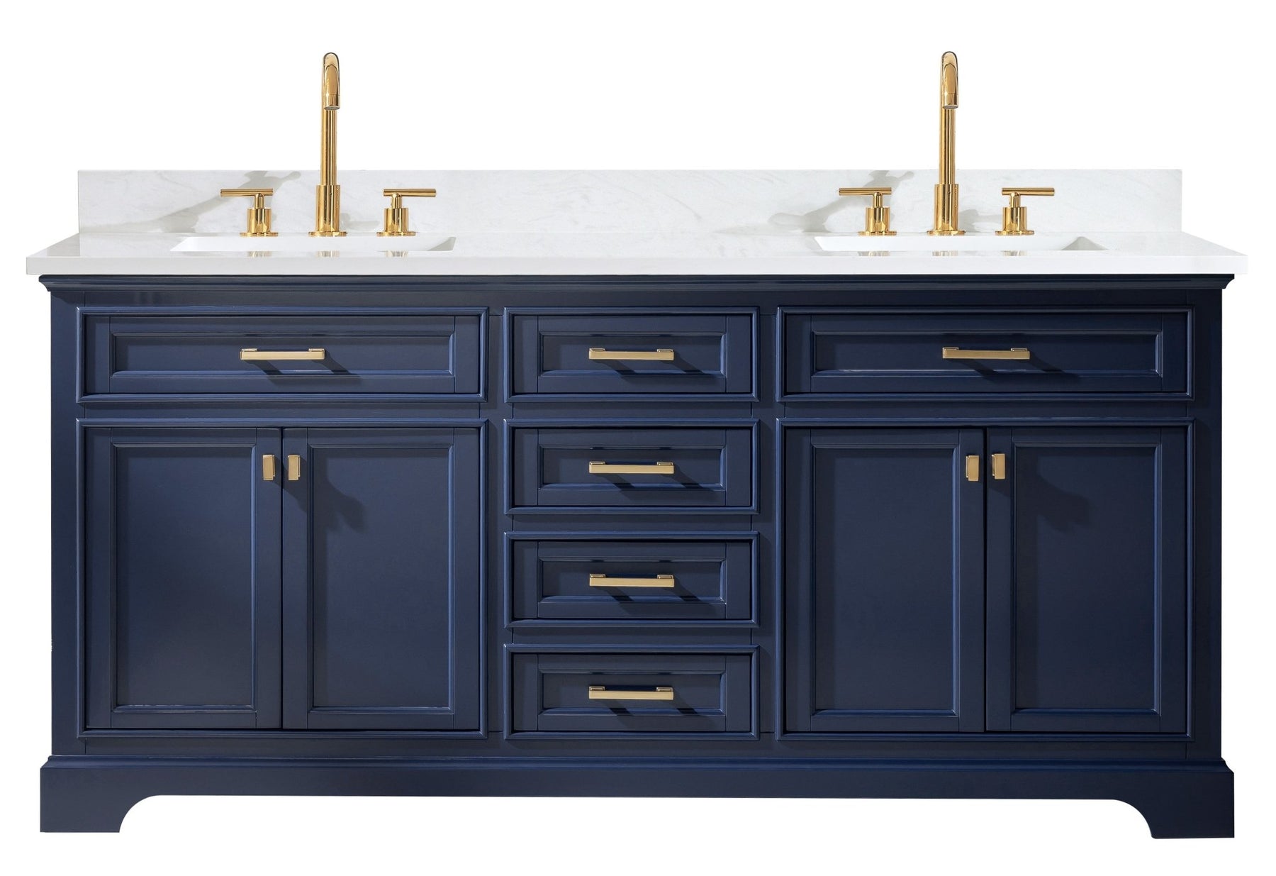 Design Element Milano 72" Double Sink Vanity with White Quartz Top