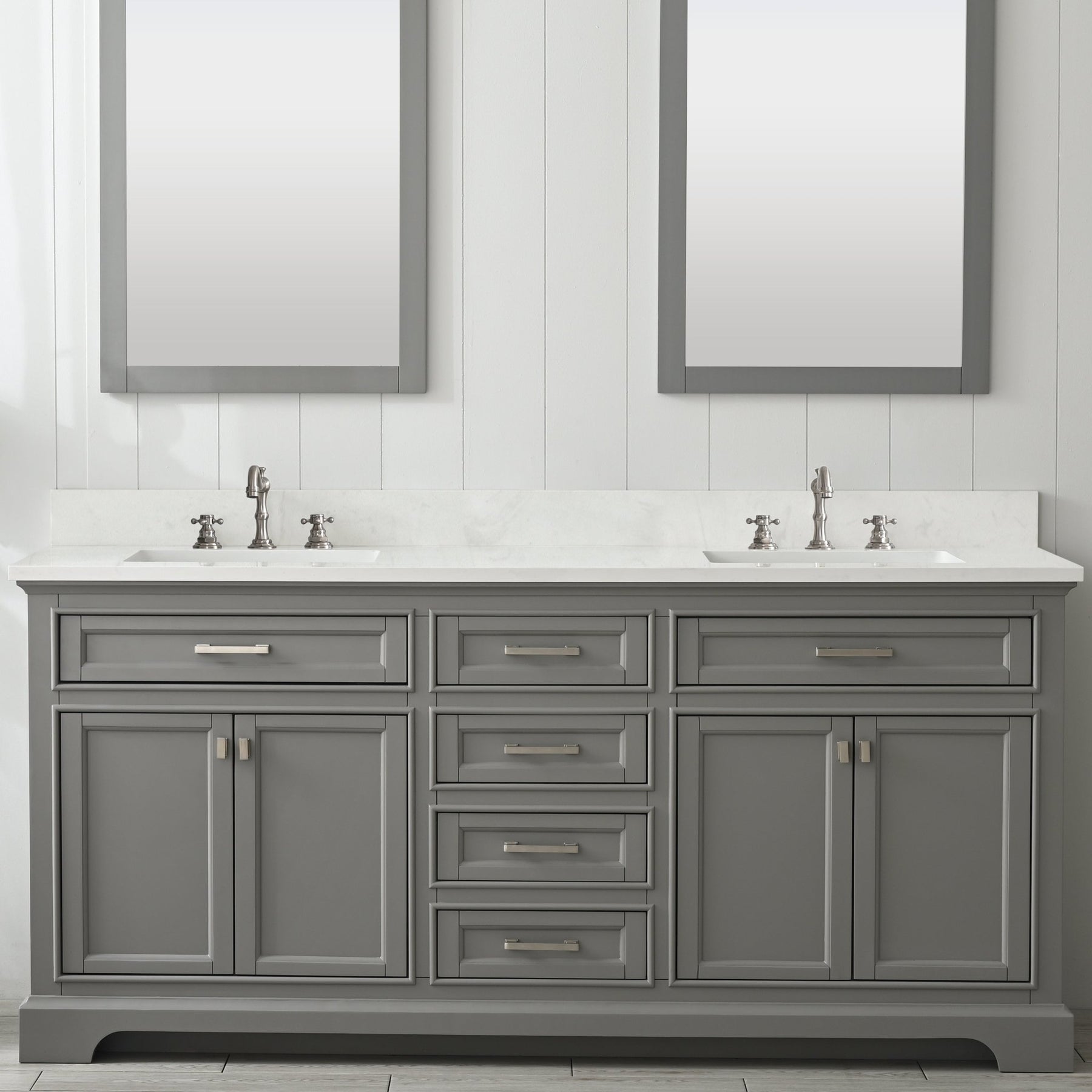 Design Element Milano 72" Double Sink Vanity with White Quartz Top