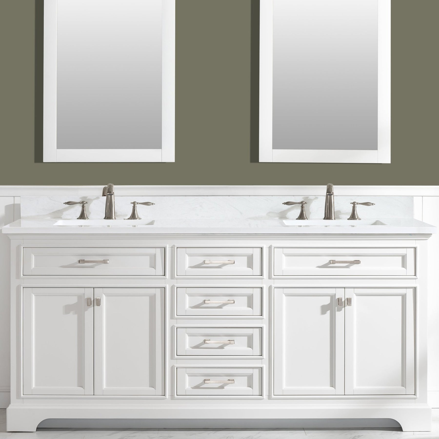Design Element Milano 72" Double Sink Vanity with White Quartz Top