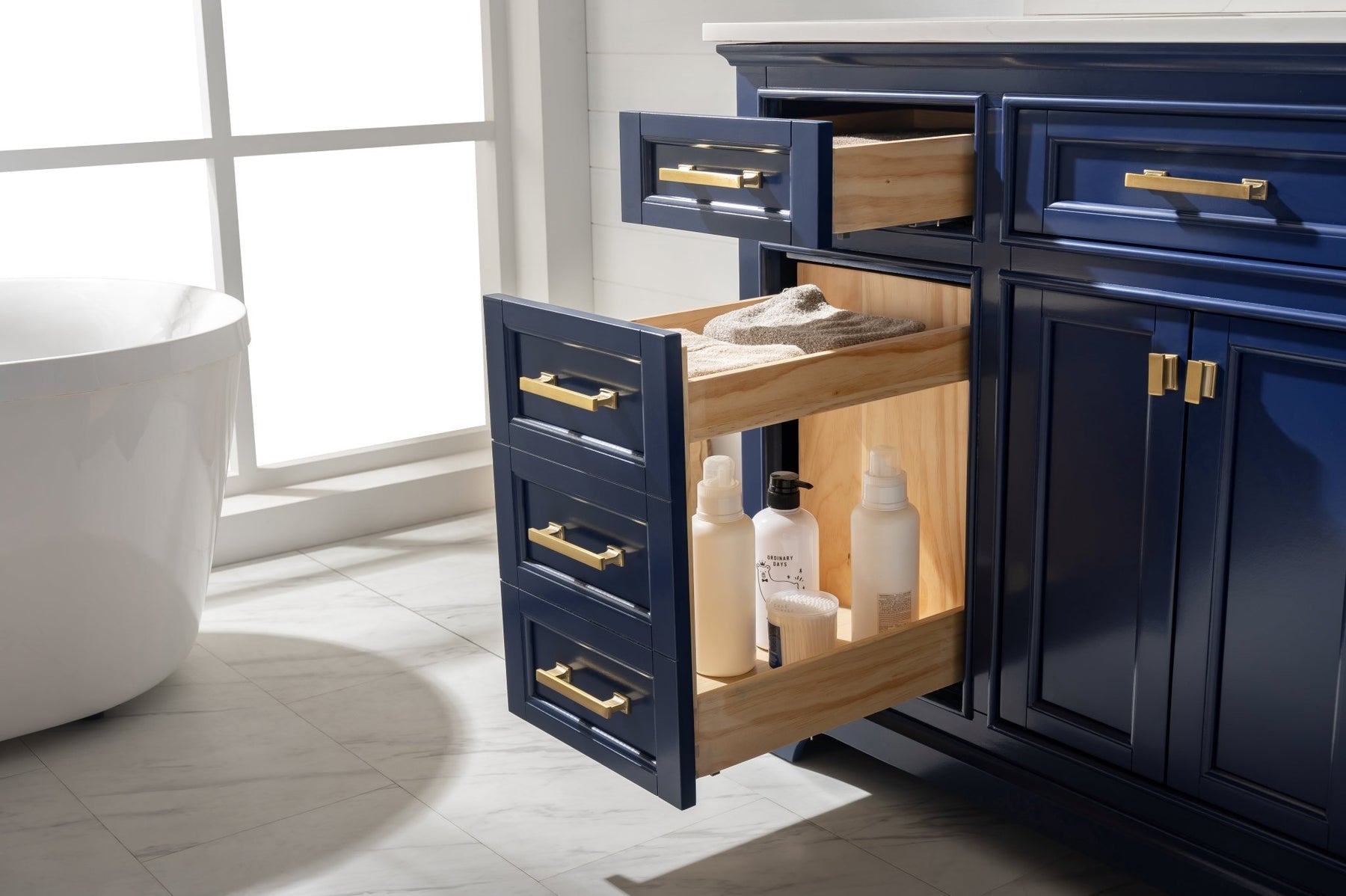 Design Element Milano 84" Double Sink Vanity with White Quartz Top