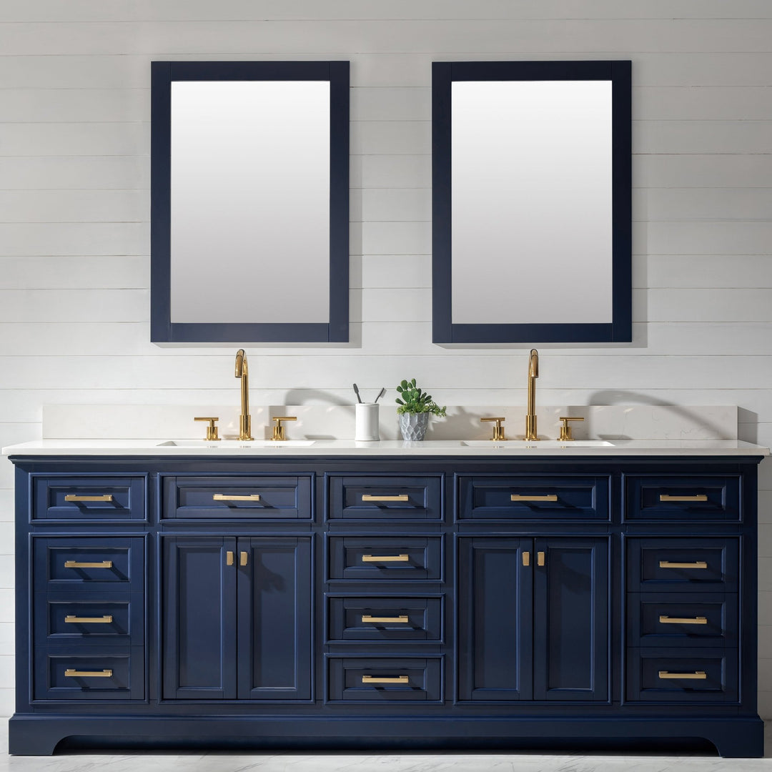 Design Element Milano 84" Double Sink Vanity with White Quartz Top