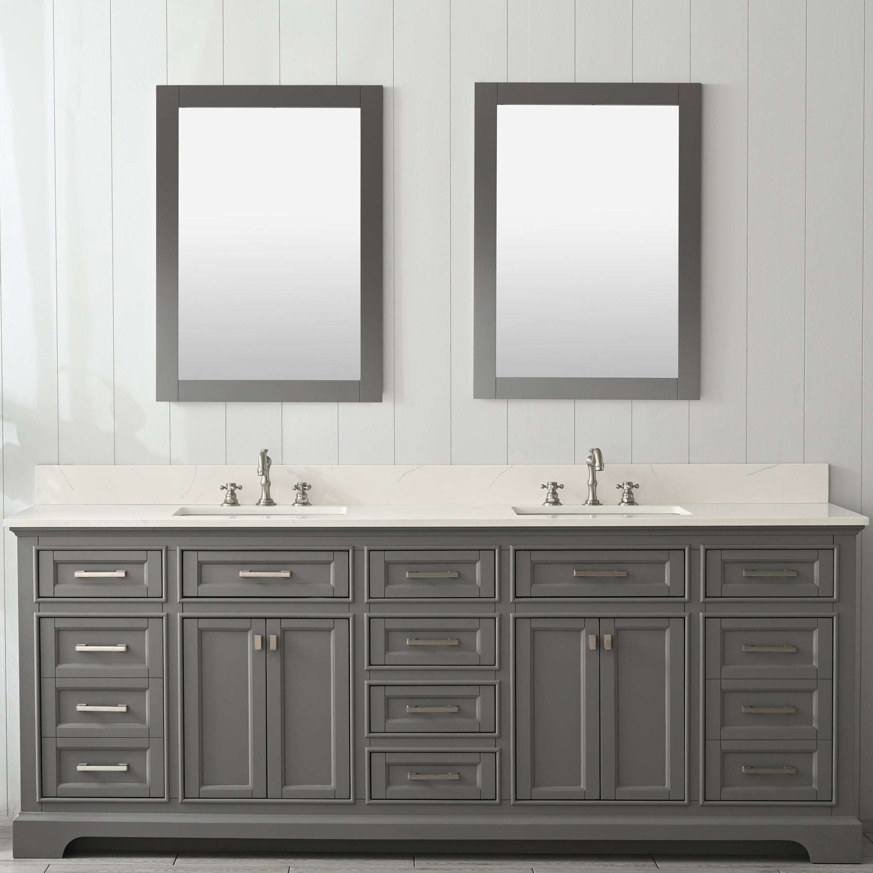 Design Element Milano 84" Double Sink Vanity with White Quartz Top