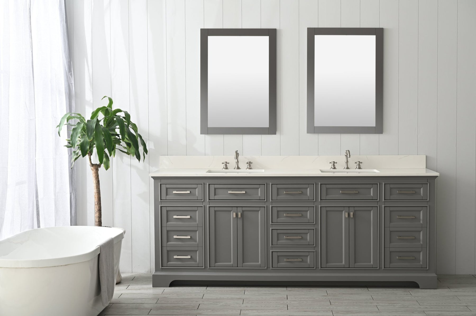 Design Element Milano 84" Double Sink Vanity with White Quartz Top