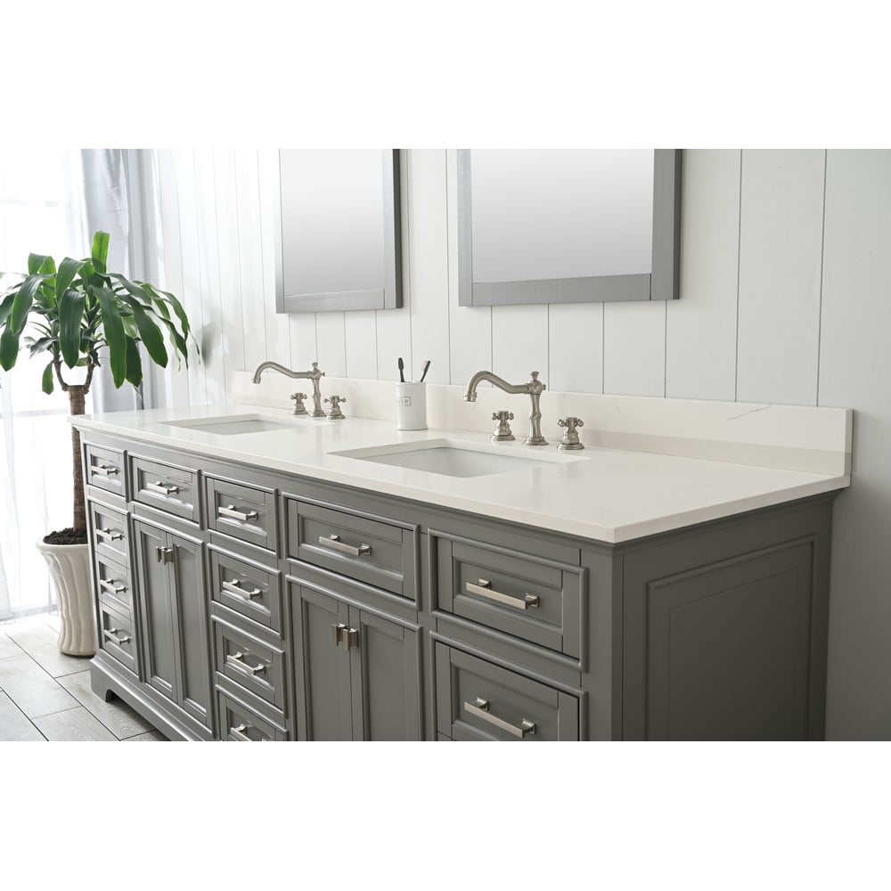 Design Element ML-84-GY Milano 84 Inch Bath Vanity in Gray with White Quartz Top
