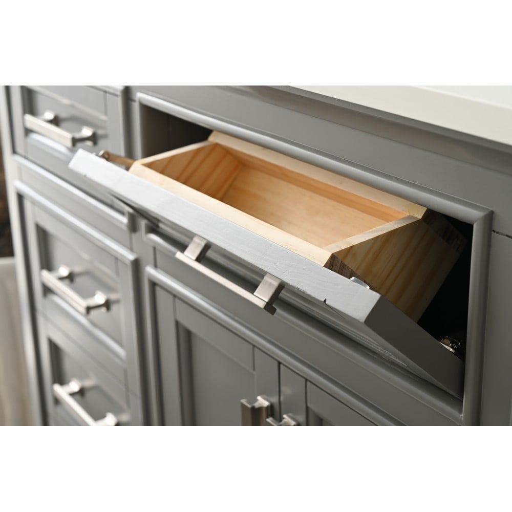 Design Element ML-84-GY Milano 84 Inch Bath Vanity in Gray with White Quartz Top