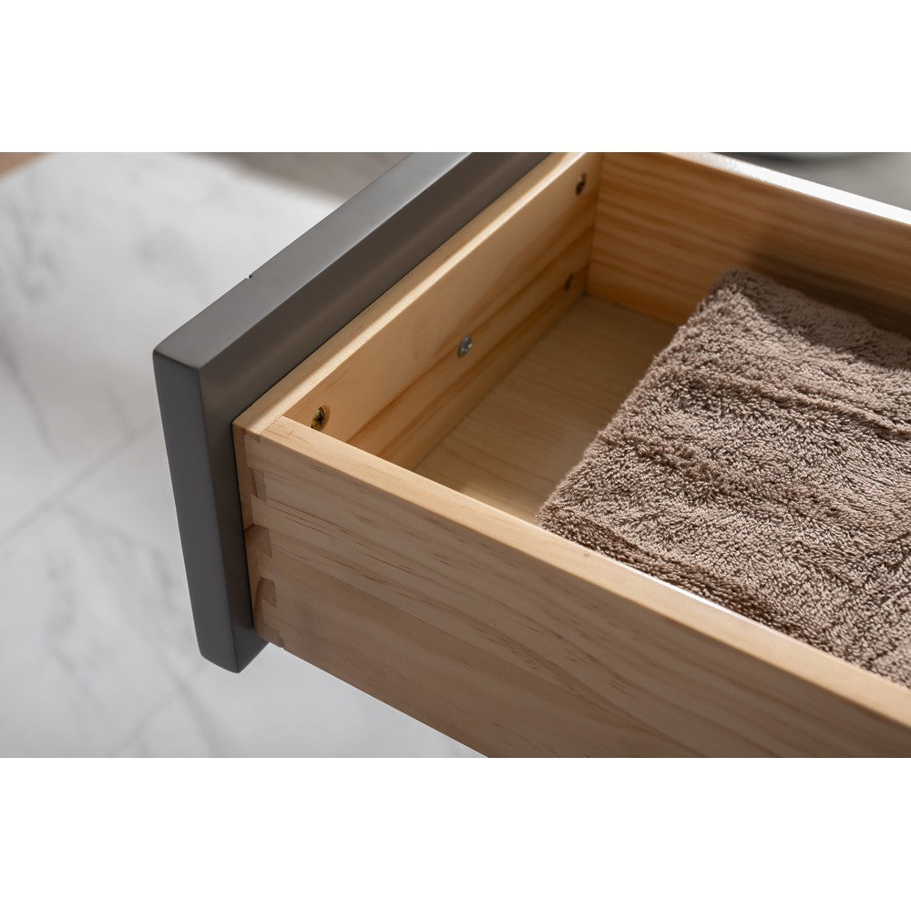 Design Element ML-84-GY Milano 84 Inch Bath Vanity in Gray with White Quartz Top