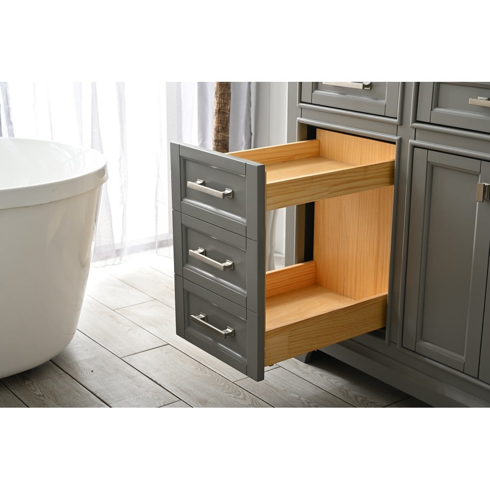 Design Element ML-84-GY Milano 84 Inch Bath Vanity in Gray with White Quartz Top