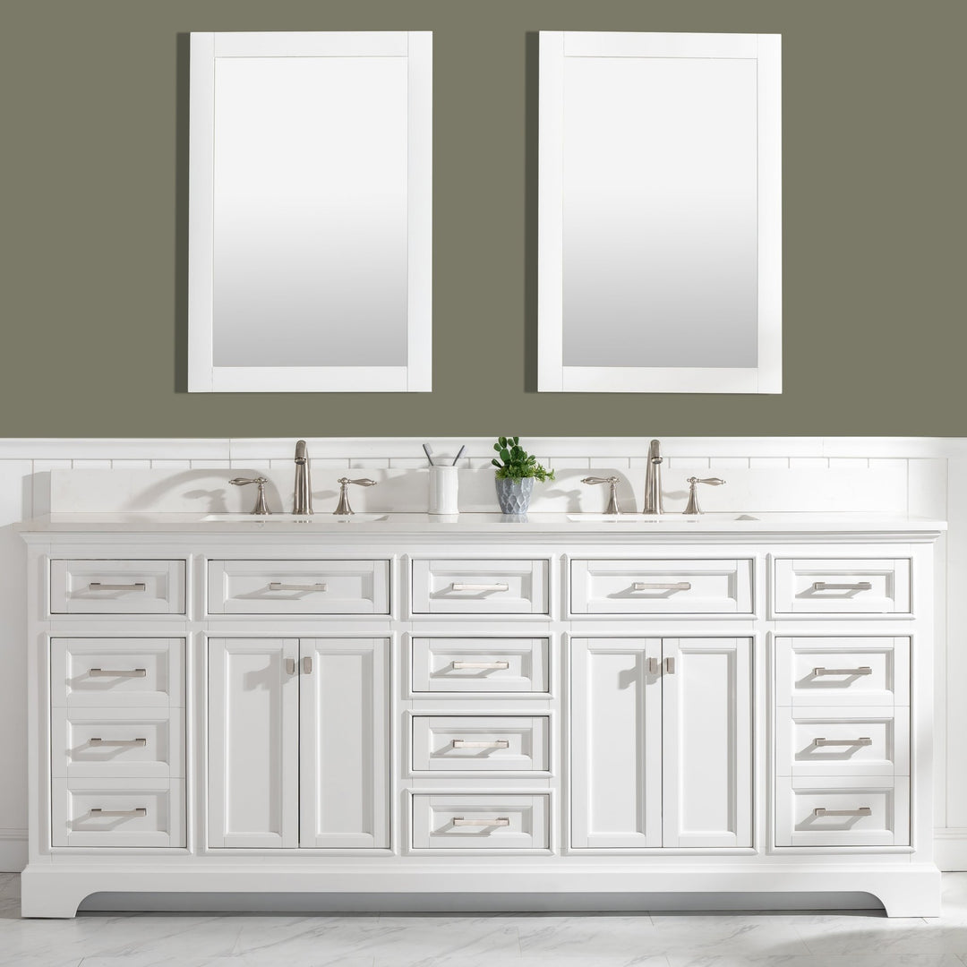 Design Element Milano 84" Double Sink Vanity with White Quartz Top