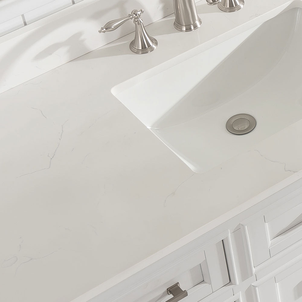 Design Element Milano 84" Double Sink Vanity with White Quartz Top