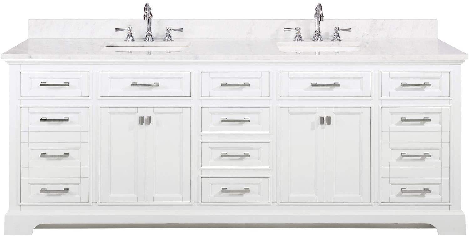 Design Element Milano 84" Double Sink Vanity with White Quartz Top