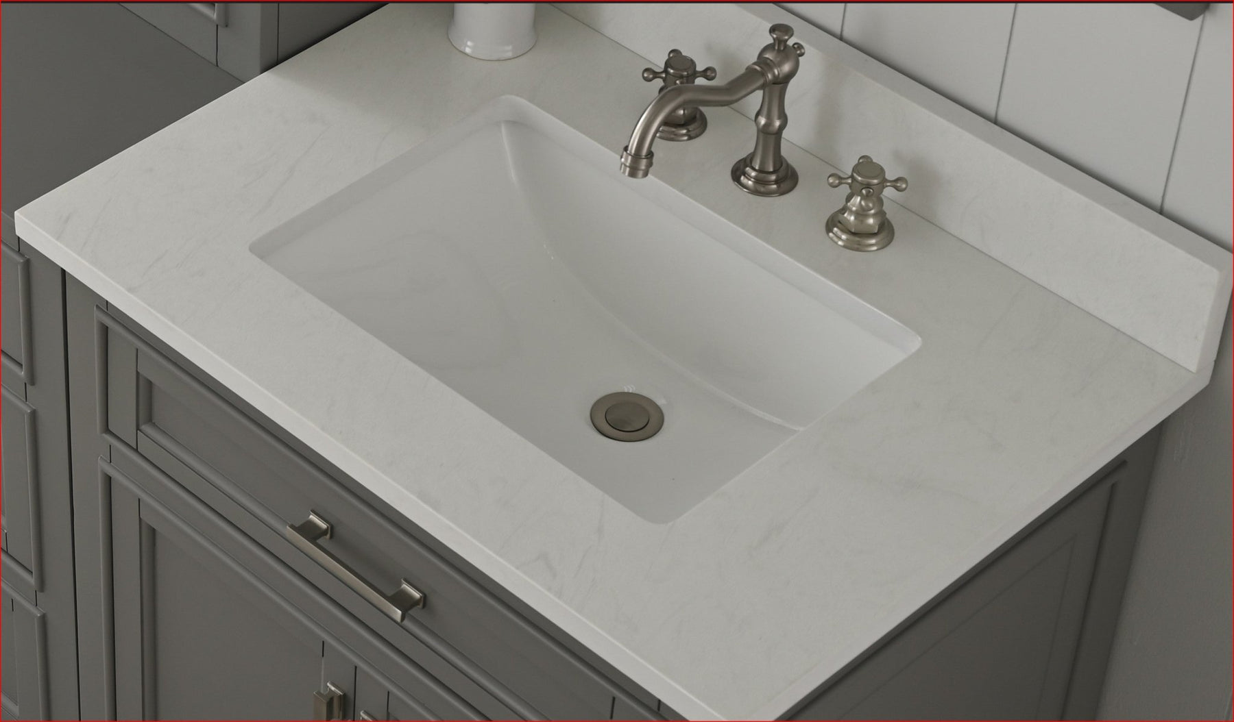 Design Element Milano 84" Modular Double Sink Vanity Set with White Quartz Top