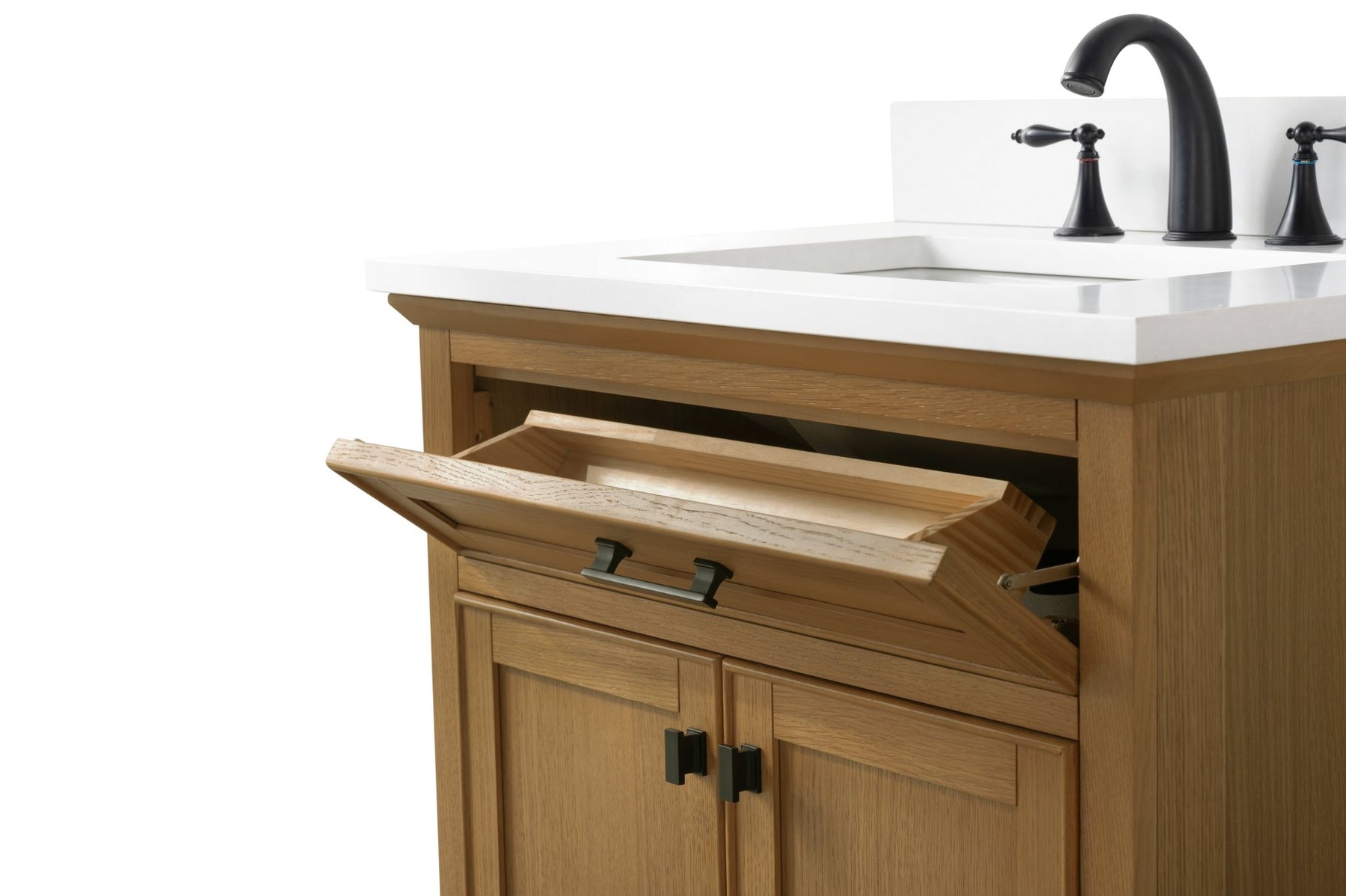 Design Element Milano 84" Modular Double Sink Vanity Set with White Quartz Top