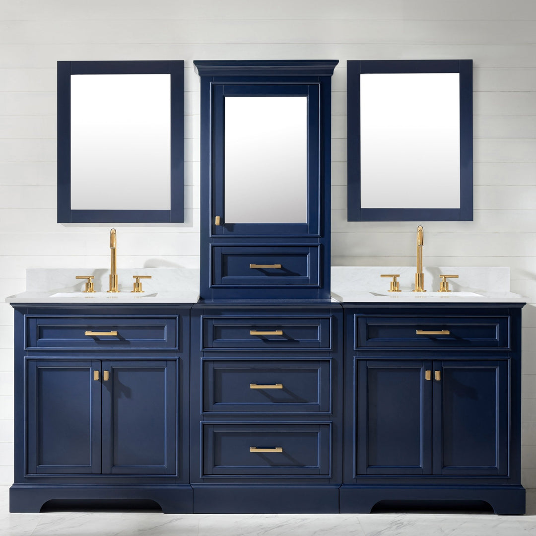 Design Element Milano 96" Modular Double Sink Vanity Set with White Quartz Top