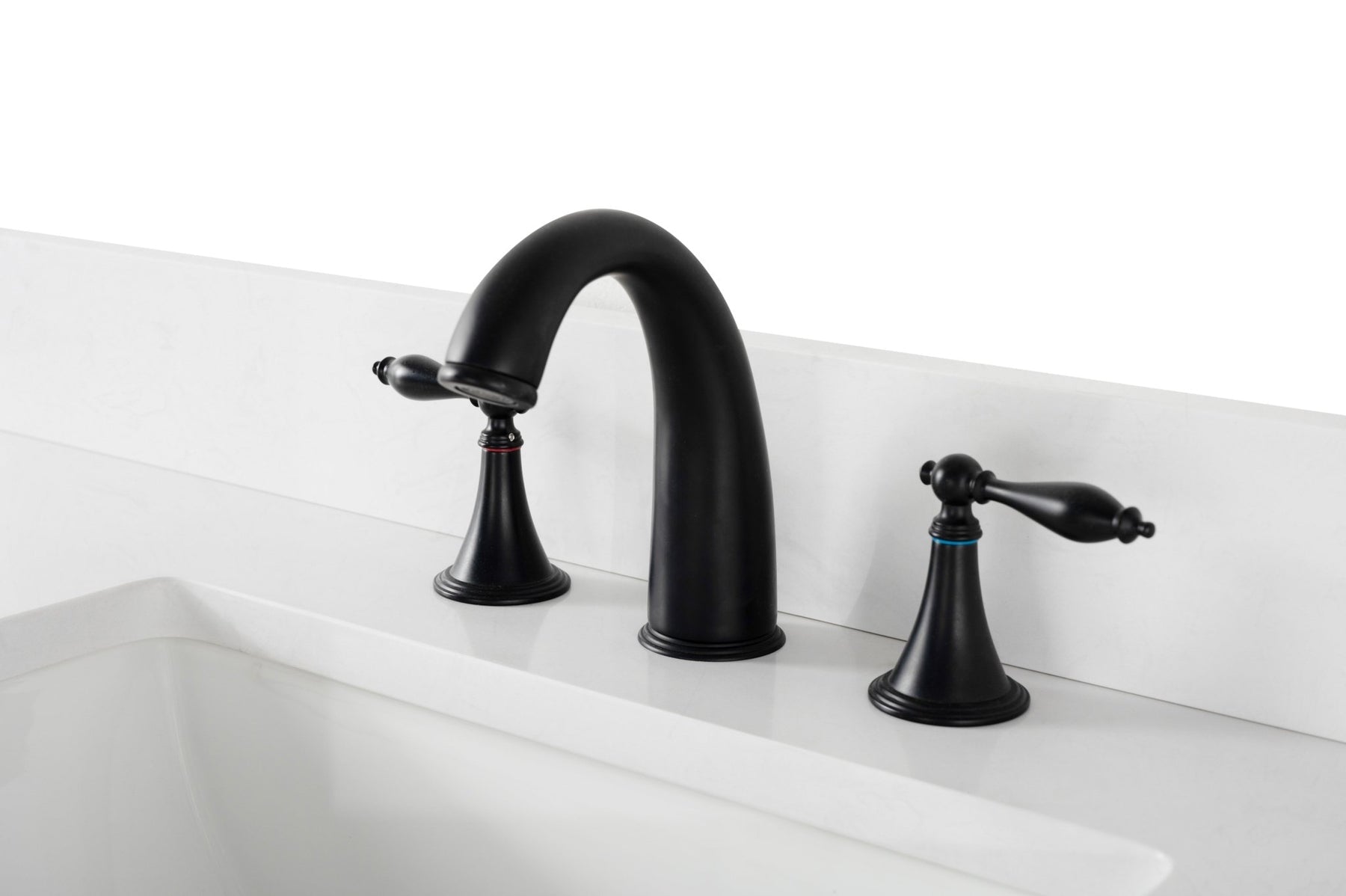 Design Element Milano 96" Modular Double Sink Vanity Set with White Quartz Top