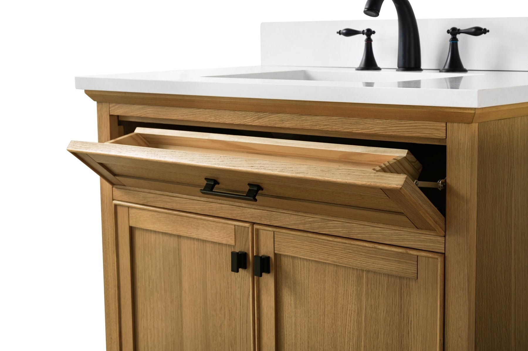 Design Element Milano 96" Modular Double Sink Vanity Set with White Quartz Top