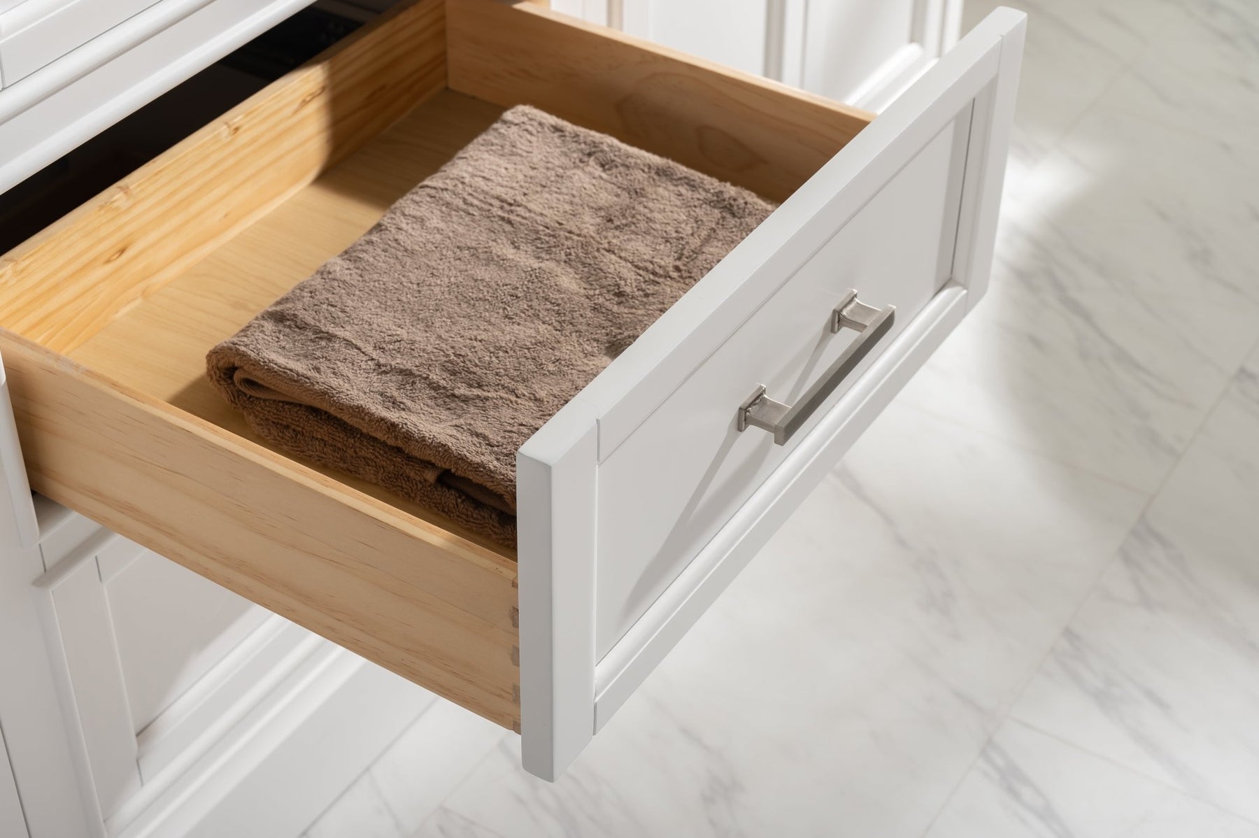 Design Element Milano 96" Modular Double Sink Vanity Set with White Quartz Top
