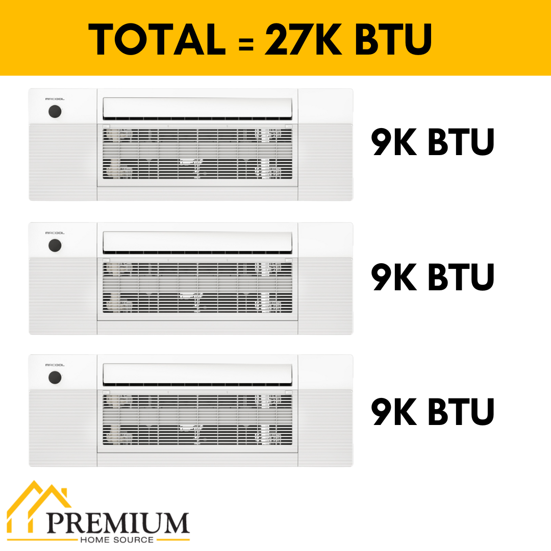 MRCOOL DIY Mini Split - 27,000 BTU 3 Zone Ceiling Cassette Ductless Air Conditioner and Heat Pump, DIY-BC-327HP090909