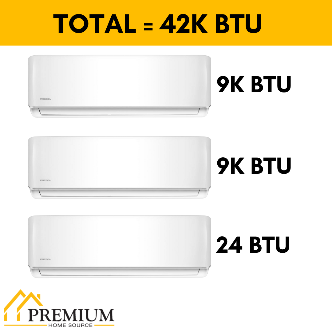 MRCOOL DIY Mini Split - 42,000 BTU 3 Zone Ductless Air Conditioner and Heat Pump with 35 ft. Install Kit, DIYM336HPW03C69
