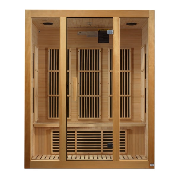 Golden Designs Maxxus Bellevue 3-Person Near Zero EMF FAR Infrared Sauna with Canadian Hemlock | MX-J306-01-ZF