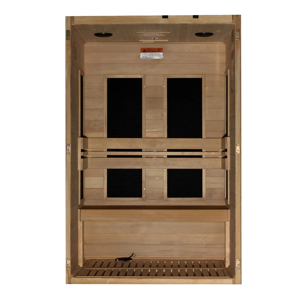 Golden Maxxus S-Line 2-Person Low EMF FAR Indoor Infrared Sauna + Red Light Therapy MX-S206-01