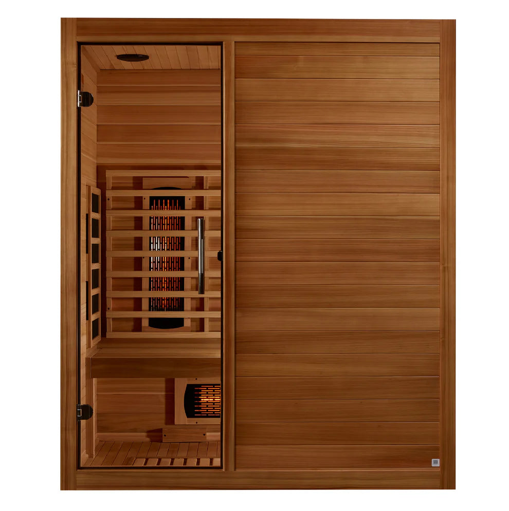 Golden Designs Maxxus S-Line 3-Person Full Spectrum Near Zero EMF FAR Indoor Infrared Sauna + Red Light Therapy | MX-S306-01-FS-PC
