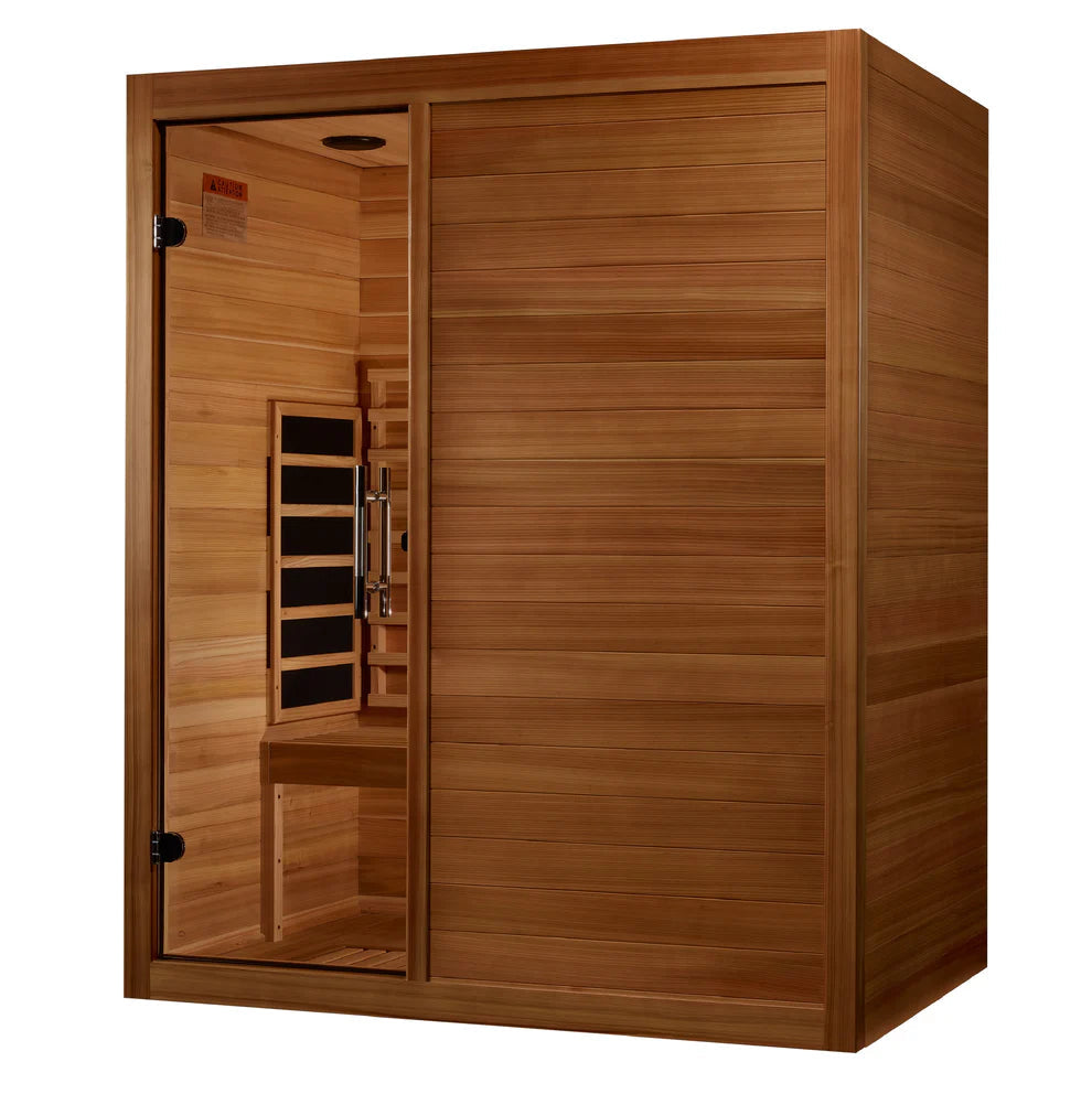 Golden Designs Maxxus S-Line 3-Person Full Spectrum Near Zero EMF FAR Indoor Infrared Sauna + Red Light Therapy | MX-S306-01-FS-PC