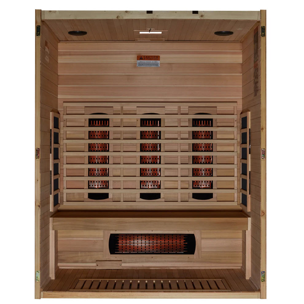 Golden Designs Maxxus S-Line 3-Person Full Spectrum Near Zero EMF FAR Indoor Infrared Sauna + Red Light Therapy | MX-S306-01-FS-PC