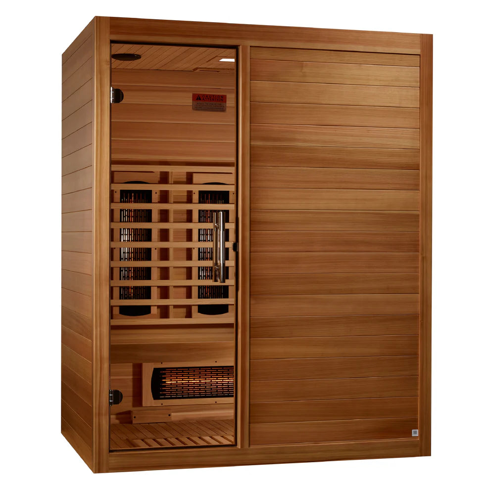 Golden Designs Maxxus S-Line 3-Person Full Spectrum Near Zero EMF FAR Indoor Infrared Sauna + Red Light Therapy | MX-S306-01-FS-PC