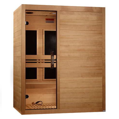Golden Designs Maxxus S-Line 3-Person Ultra Low EMF FAR Infrared Sauna with Canadian Hemlock MX-S306-01 Elite